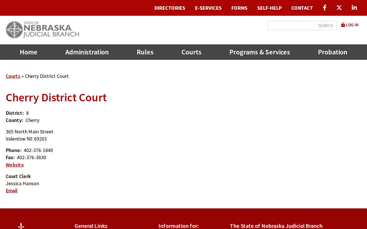 Cherry County arrest warrants, Cherry District Court profile