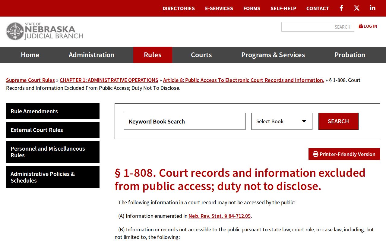 Cherry County active warrants, public access rule for court records