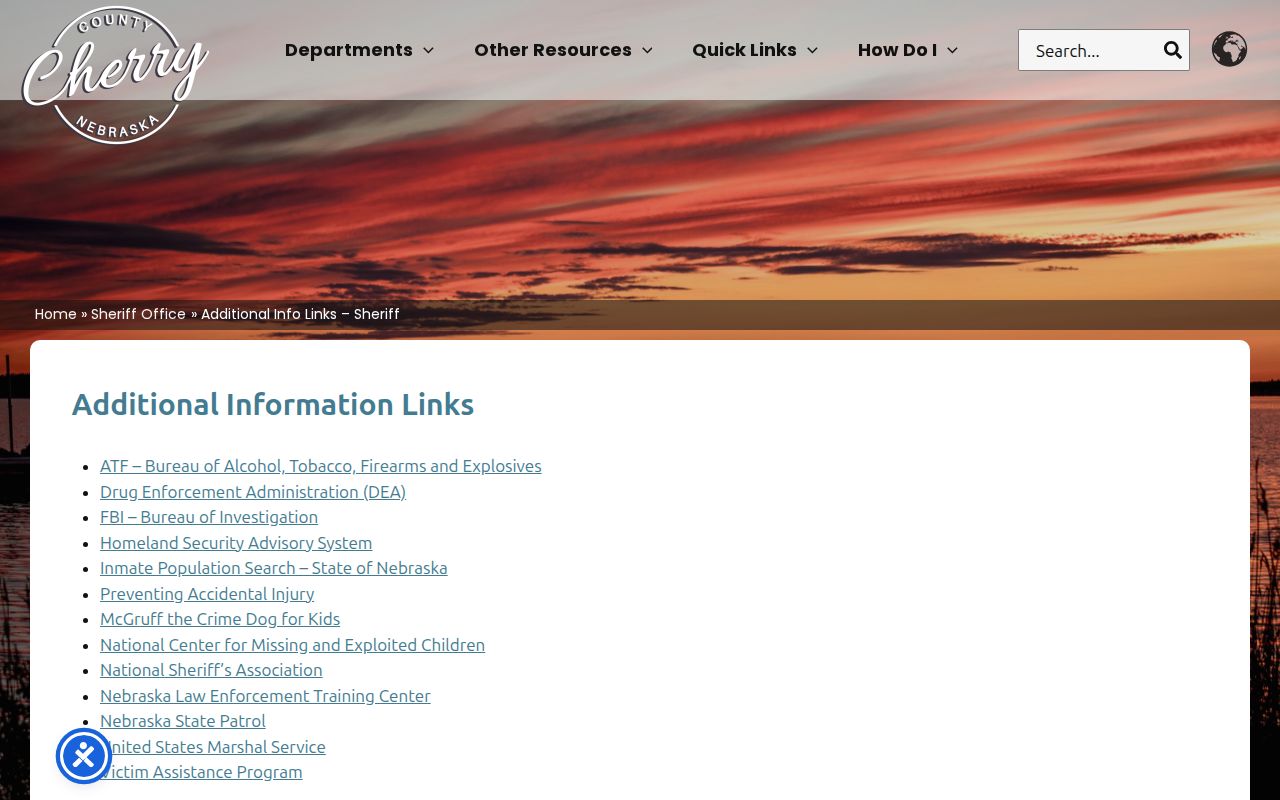 Cherry County most wanted information, official Sheriff resource links